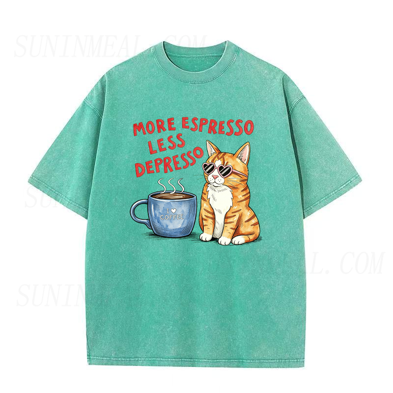 More Espresso Less Depresso Cat Unisex Tee