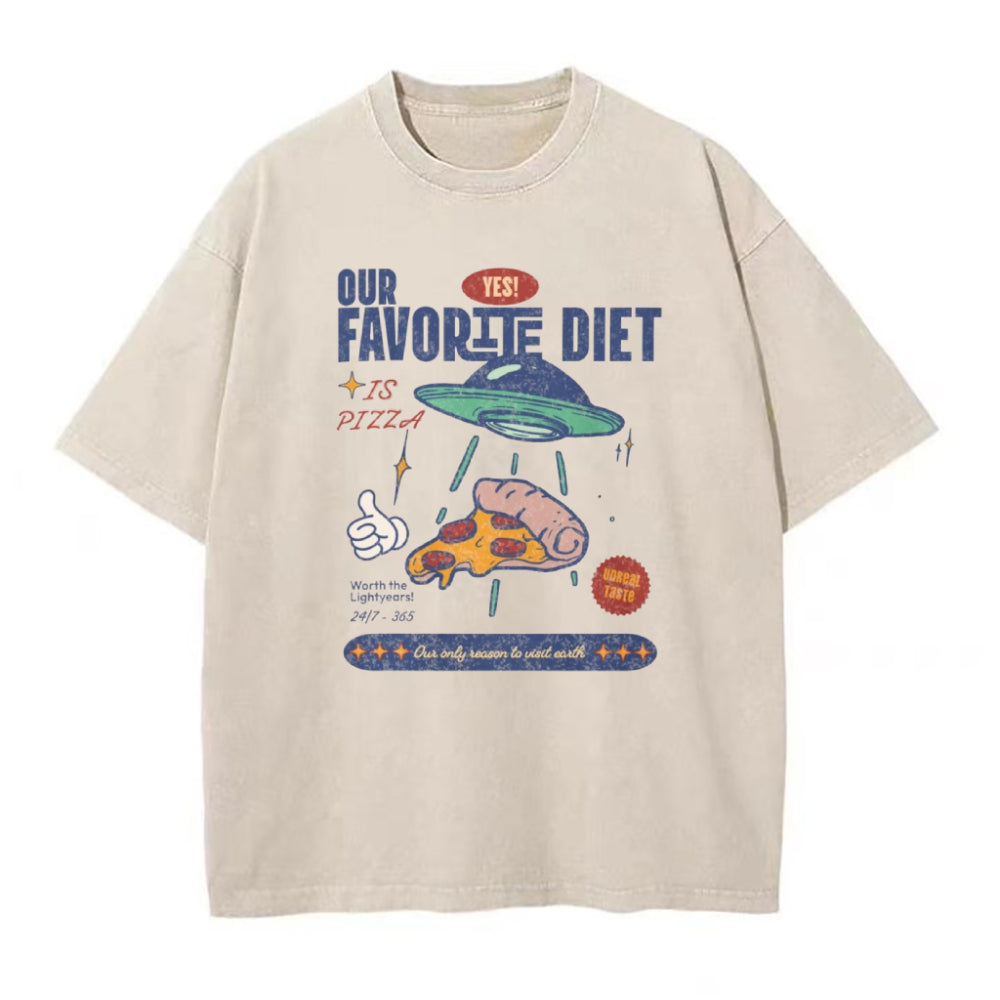 UFO 私たちのお気に入りの食事はピザ ユニセックスTシャツ
