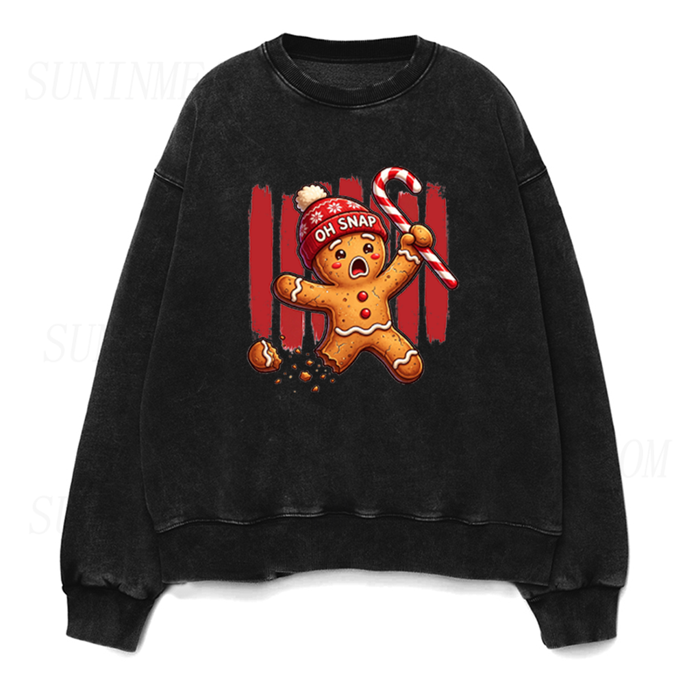 Striped Oh Snap Gingerbread Unisex Crewneck Sweatshirt