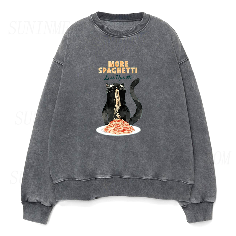 Hungry Cat Spaghetti Unisex Crewneck Sweatshirt