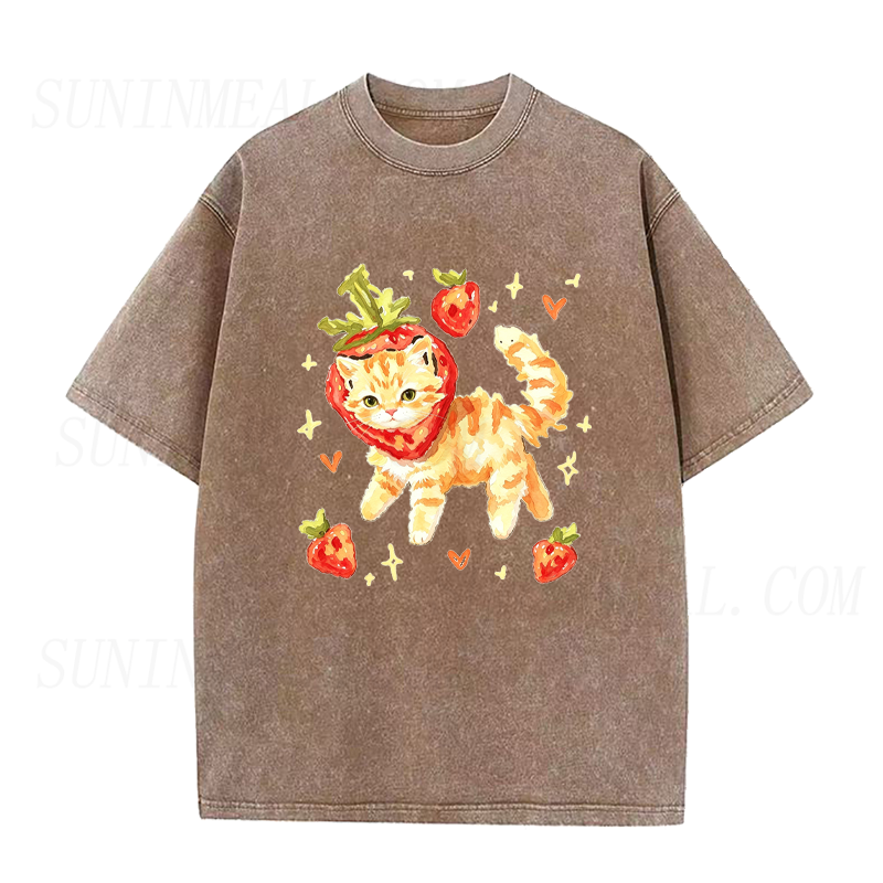 Strawberry Cat Unisex Tee