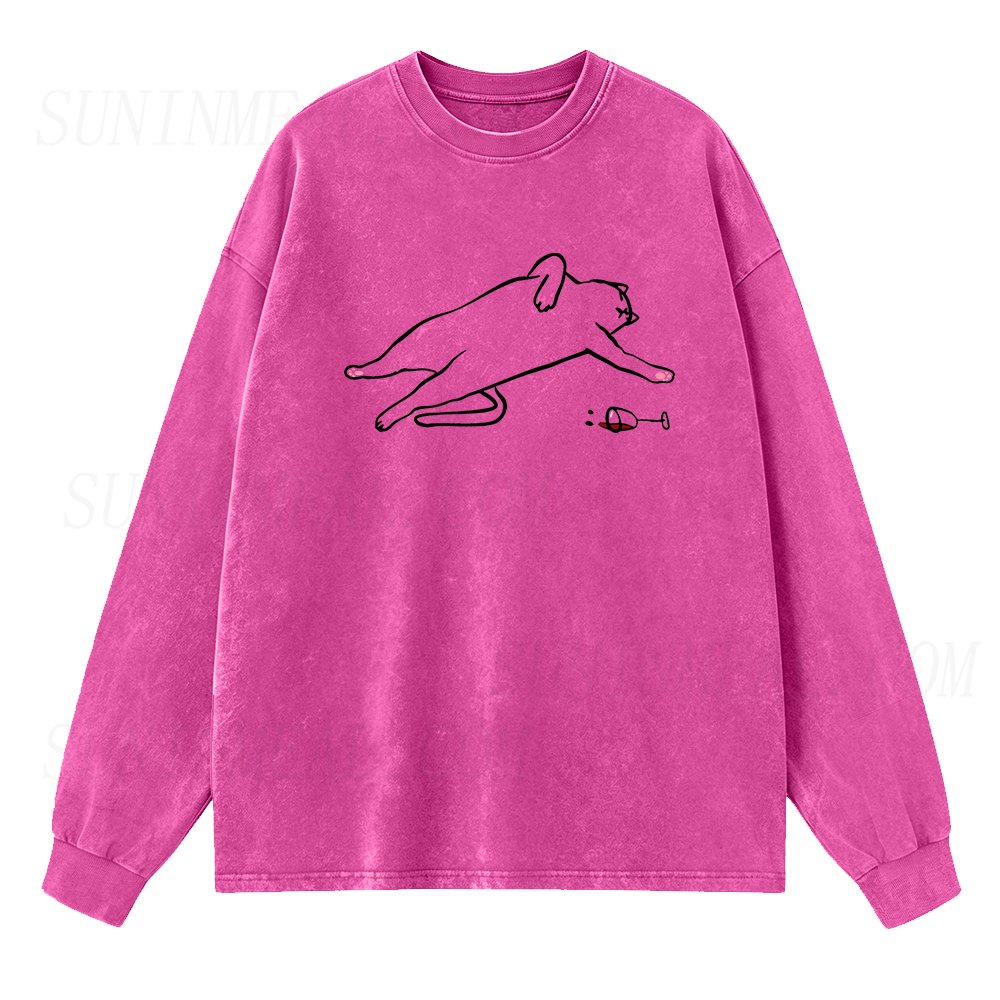 Drunk Cat Long Sleeve Unisex Tee