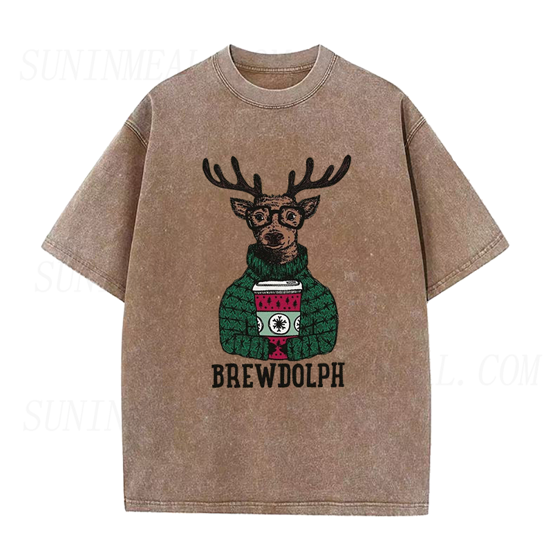 Brewdolph Reindeer Coffee Christmas Unisex Tee