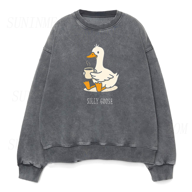 Funny Goose with Coffee Unisex Crewneck Sweatshirt