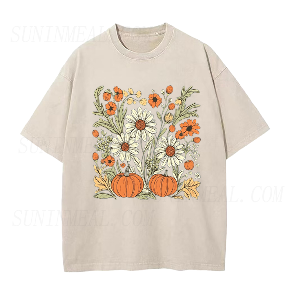 Fall Floral Pumpkin Unisex Tee