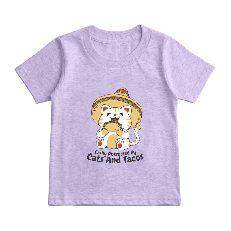 Easily Distracted By Cats And Tacos Kids T-Shirt