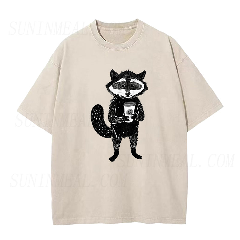 Raccoon with Coffee Unisex Tee