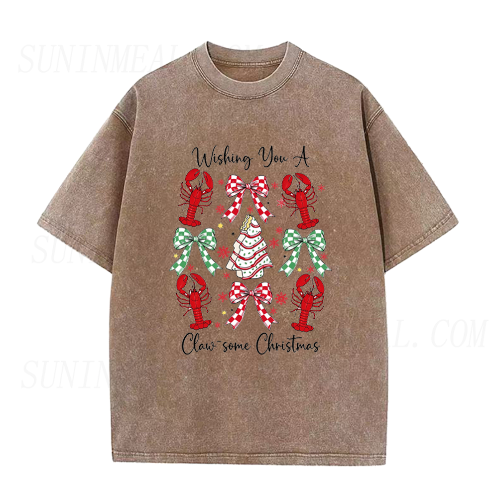 Claw-some Christmas Lobster Coquette Bow Unisex Tee