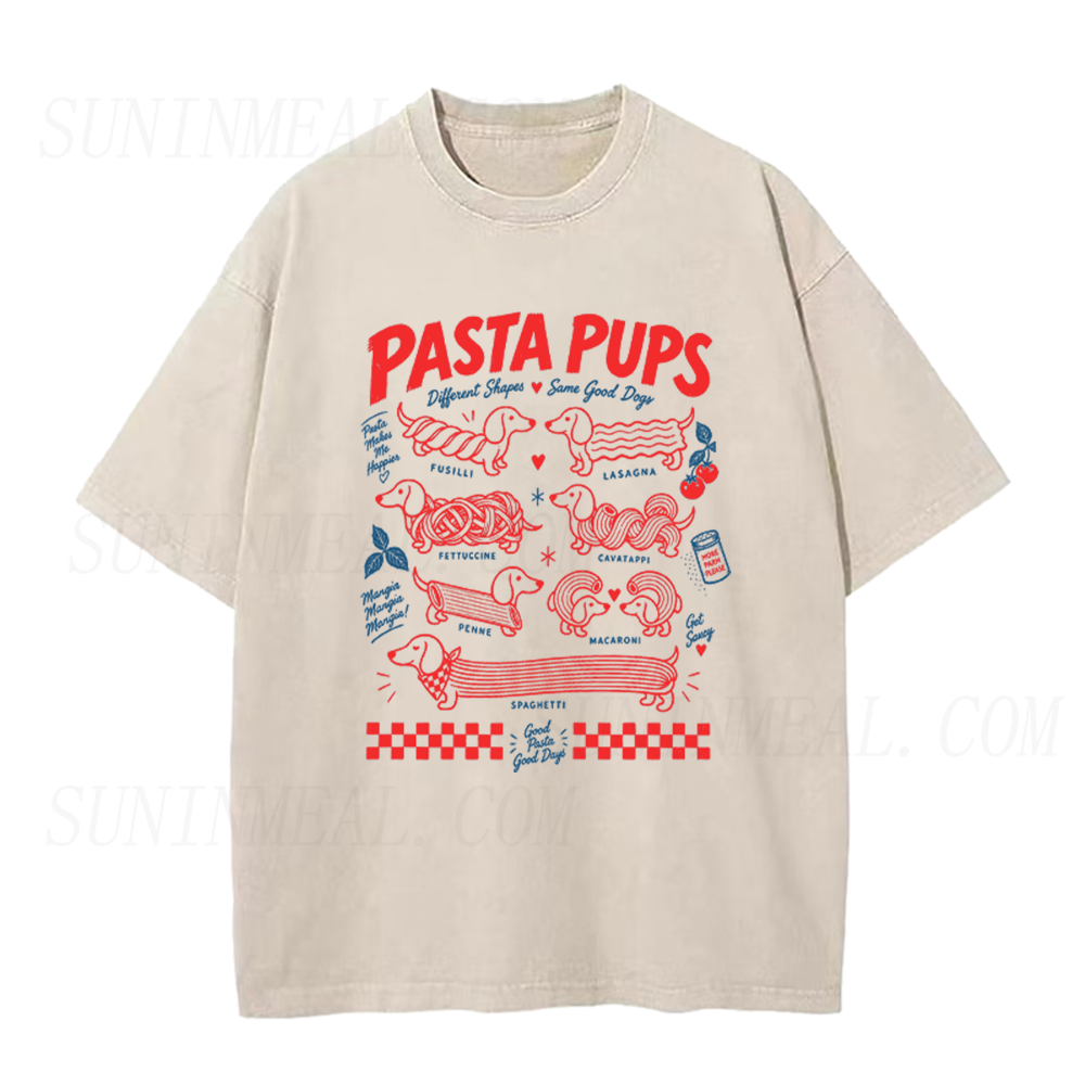 Pasta Pups Cute Dachshund Graphic Unisex Tee