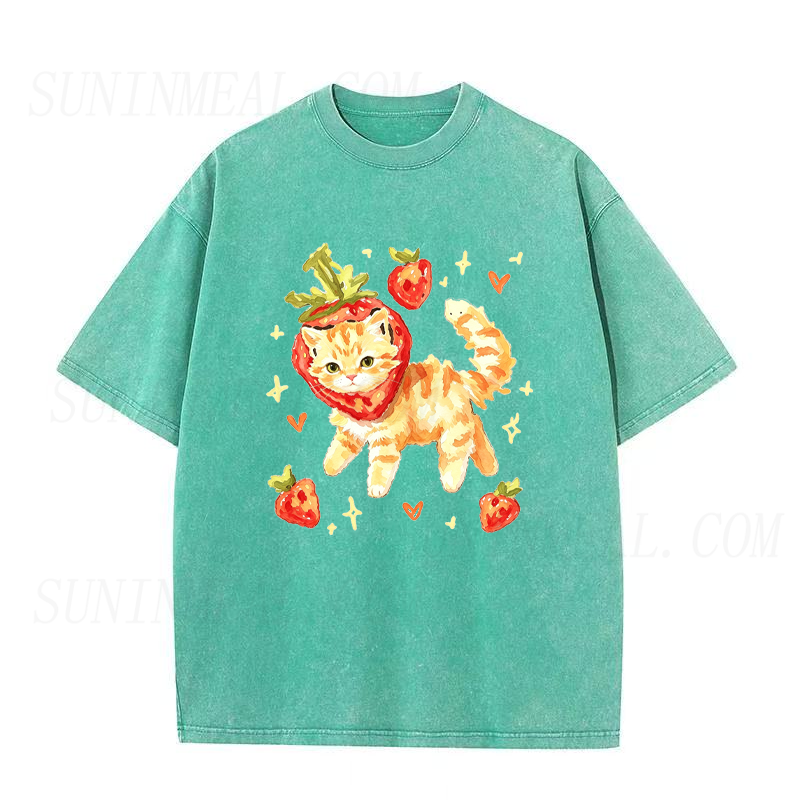 Strawberry Cat Unisex Tee