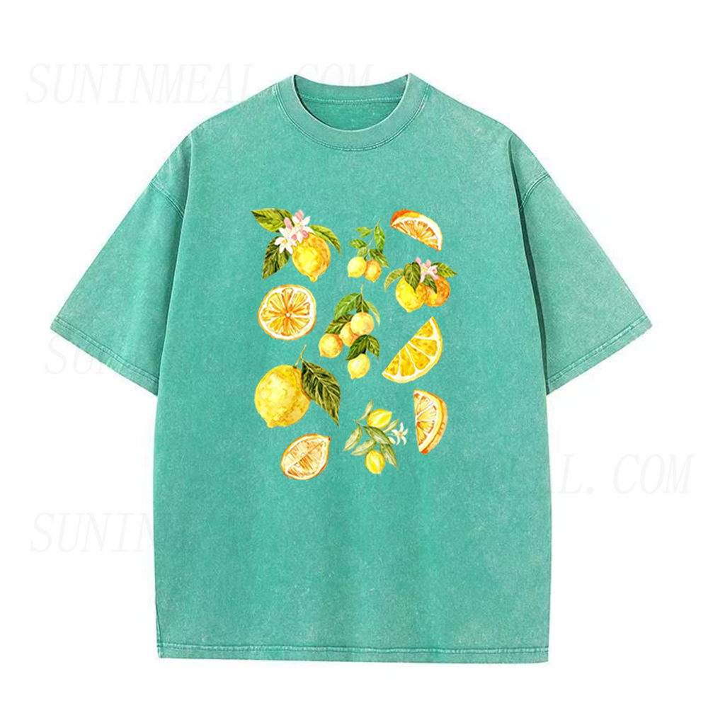 Retro Botanical Lemon Slices & Blossoms Unisex Tee