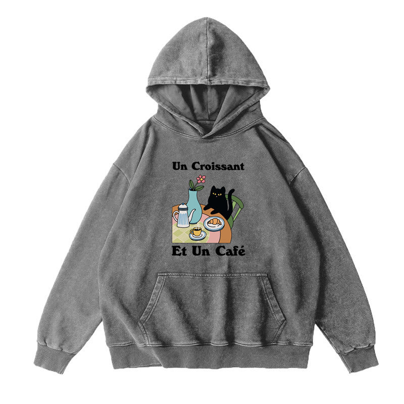 Cafe Croissant Cat  Unisex Hoodie