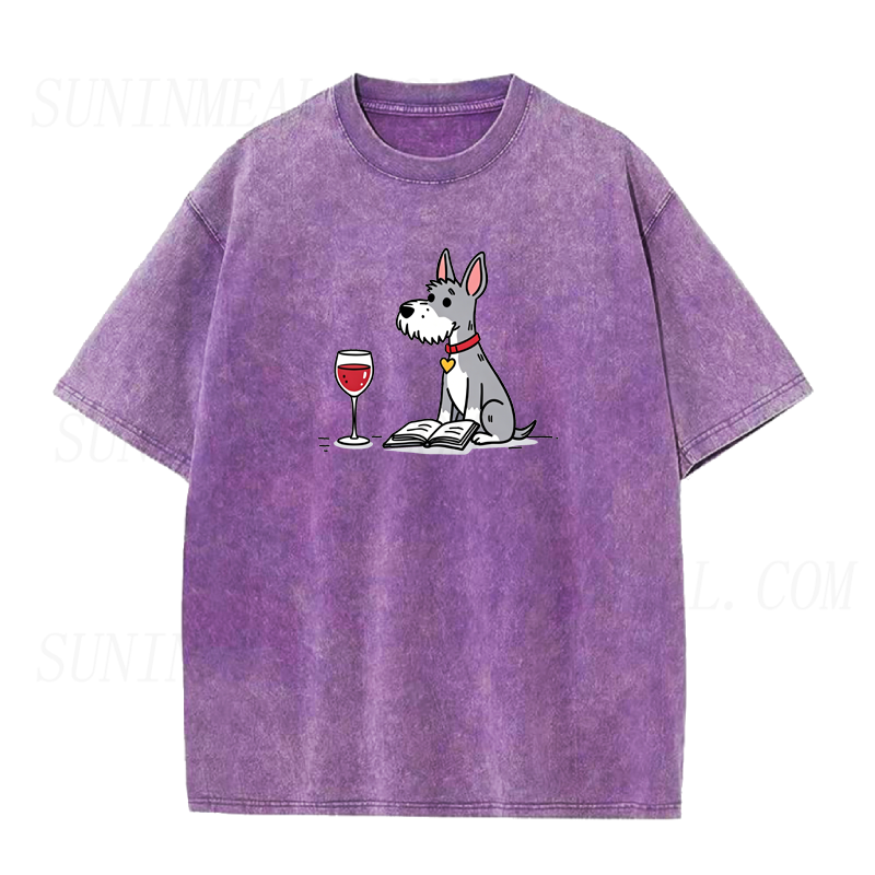 Book & Wine Schnauzer Unisex Tee