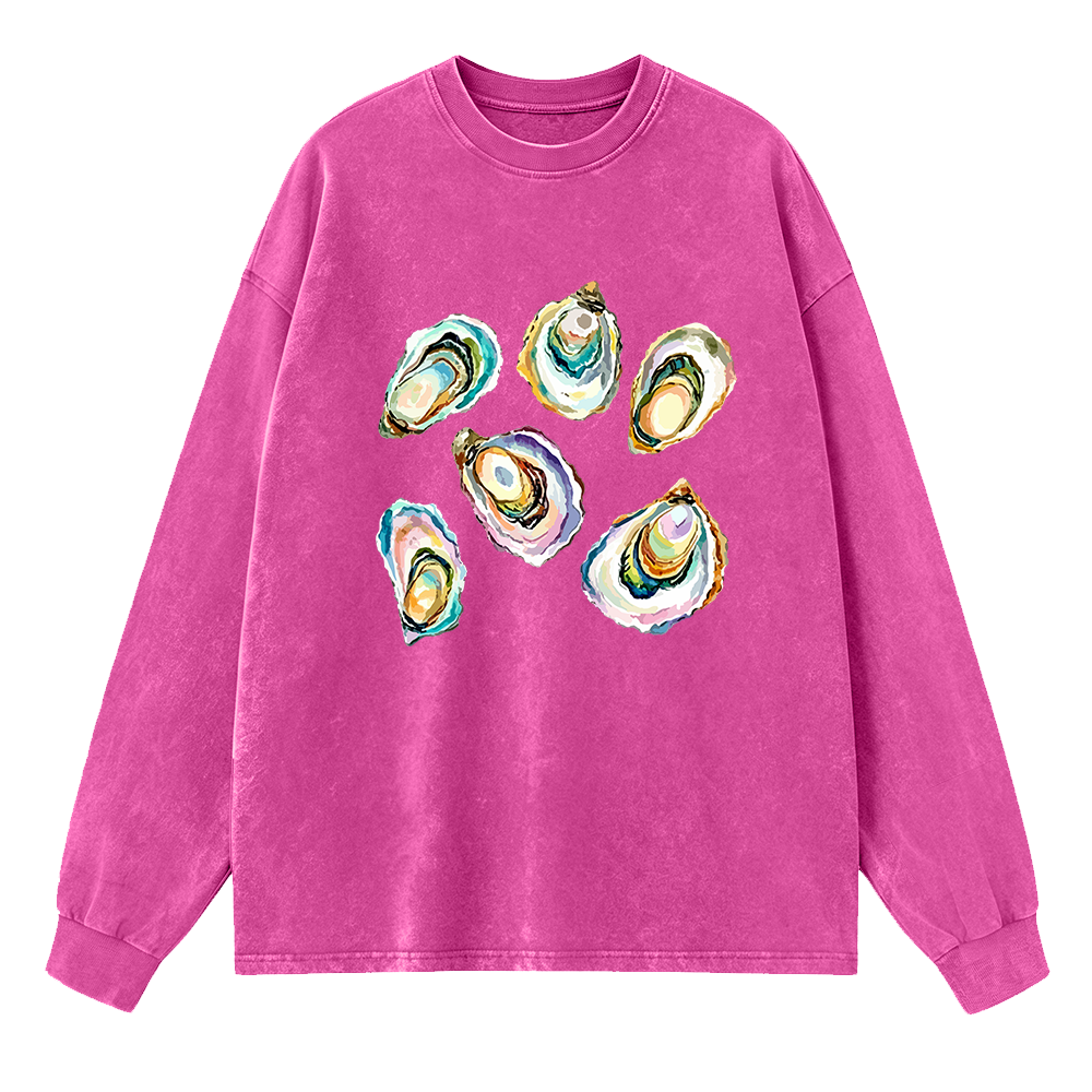 Watercolor Oyster Long Sleeve Unisex Tee
