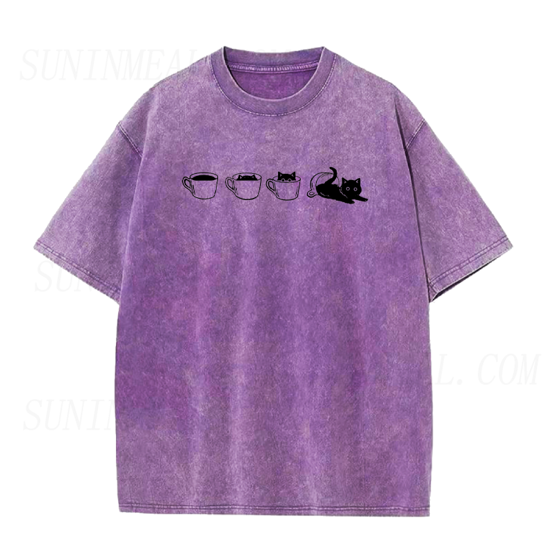 Black Cat in Coffee Unisex Tee