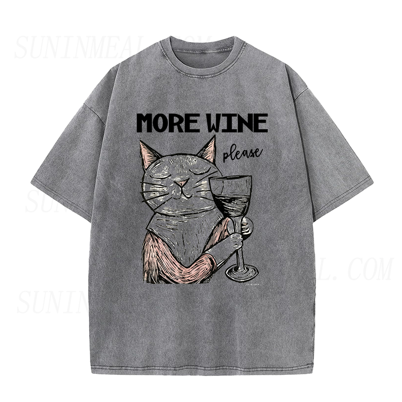 More Wine Please Cat Unisex Tee