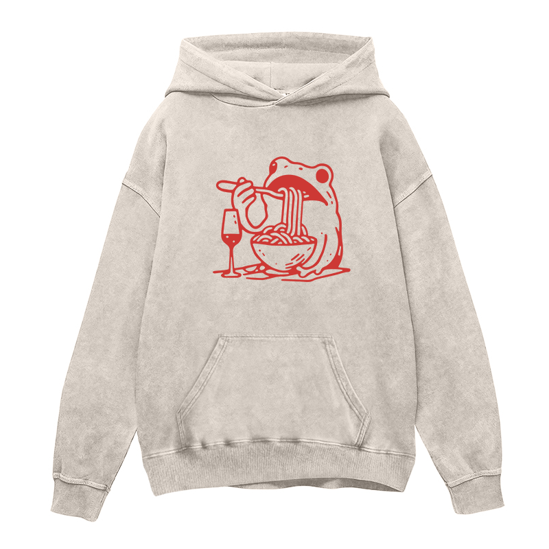 A frog eats noodles Unisex Hoodie