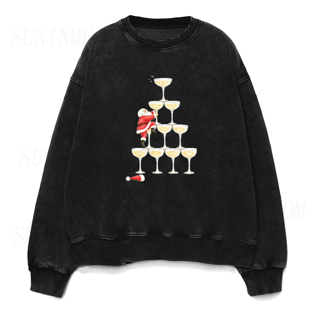 Santa Champagne Tower Unisex Crewneck Sweatshirt
