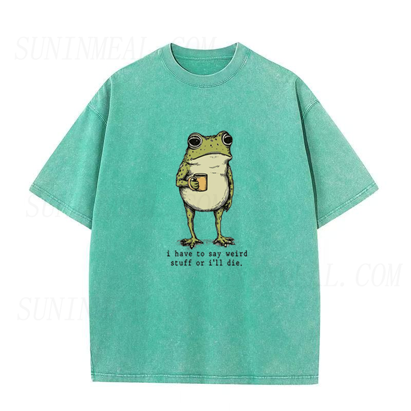 I Have to Say Weird Stuff Or I'll Die Frog Drinking Coffee Unisex Tee