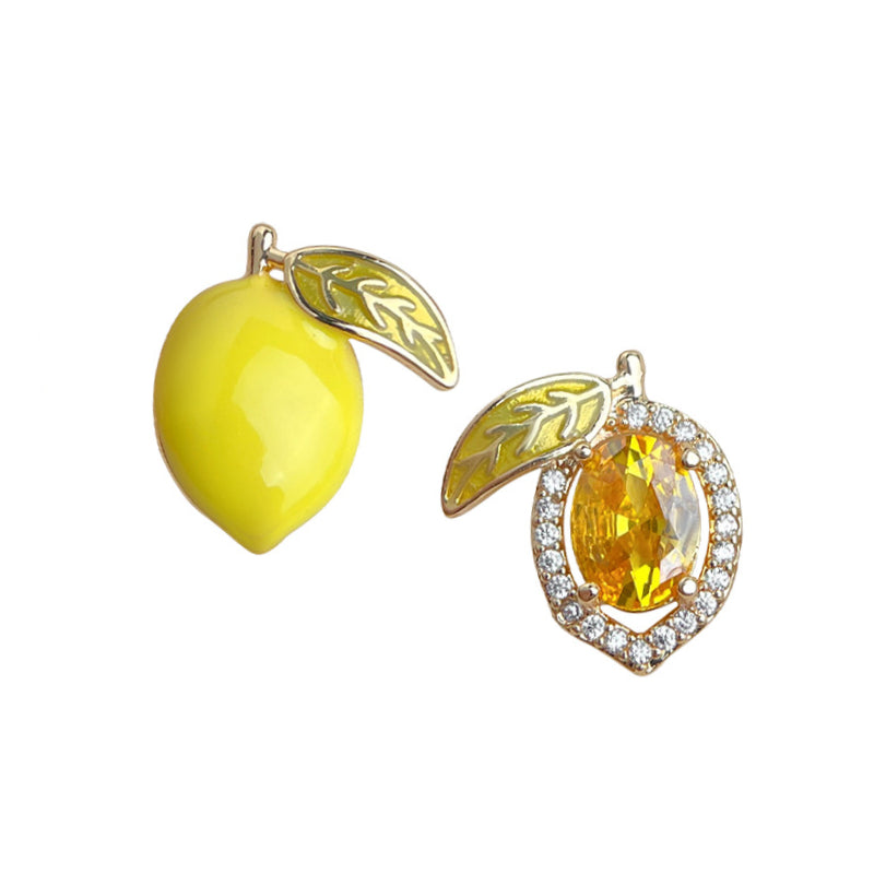 Lemon Asymmetric Fruit Earrings