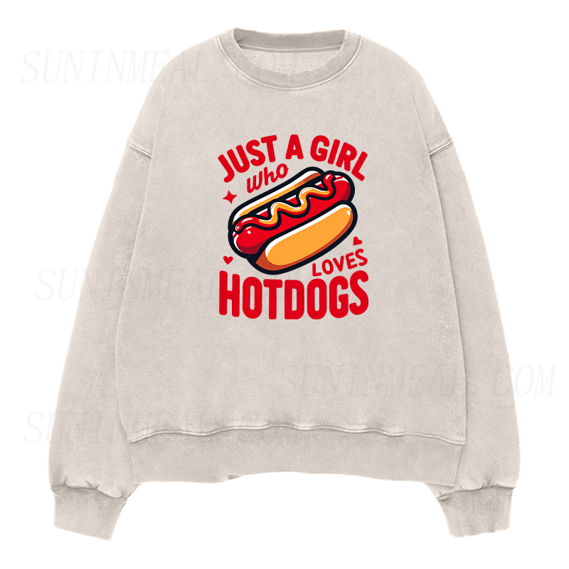 Just A Girl Who Loves Hot Dogs Unisex Crewneck Sweatshirt