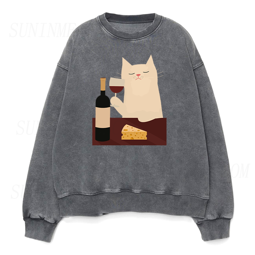 White Cat Wine Unisex Crewneck Sweatshirt
