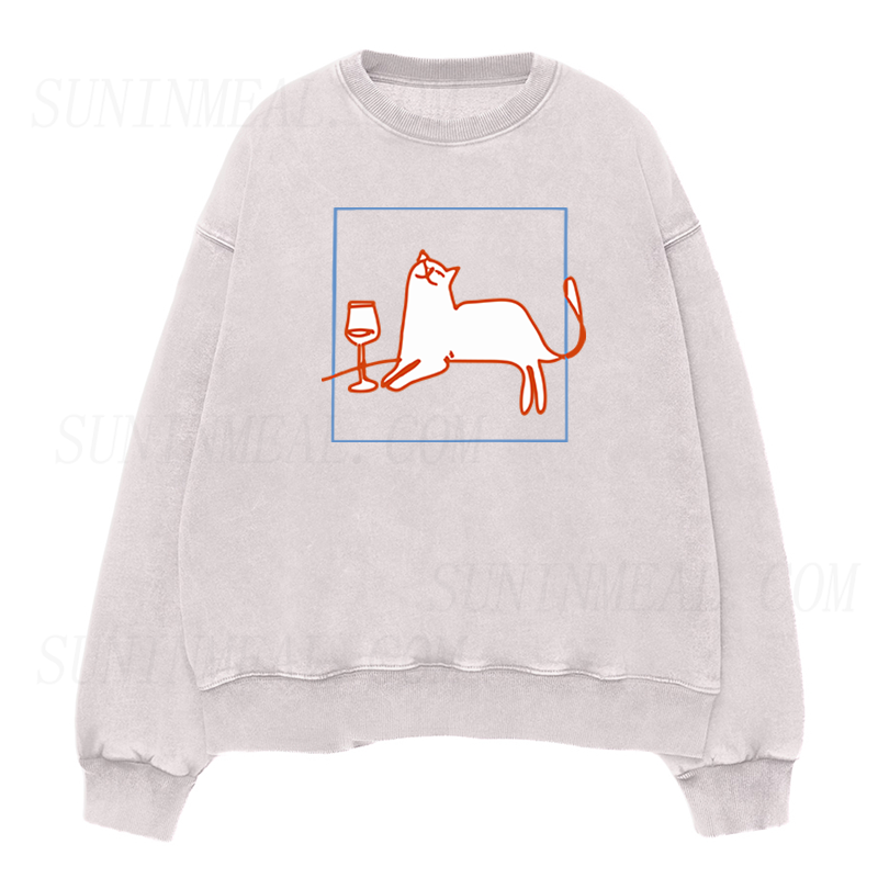orange cat with wine Unisex Crewneck Sweatshirt