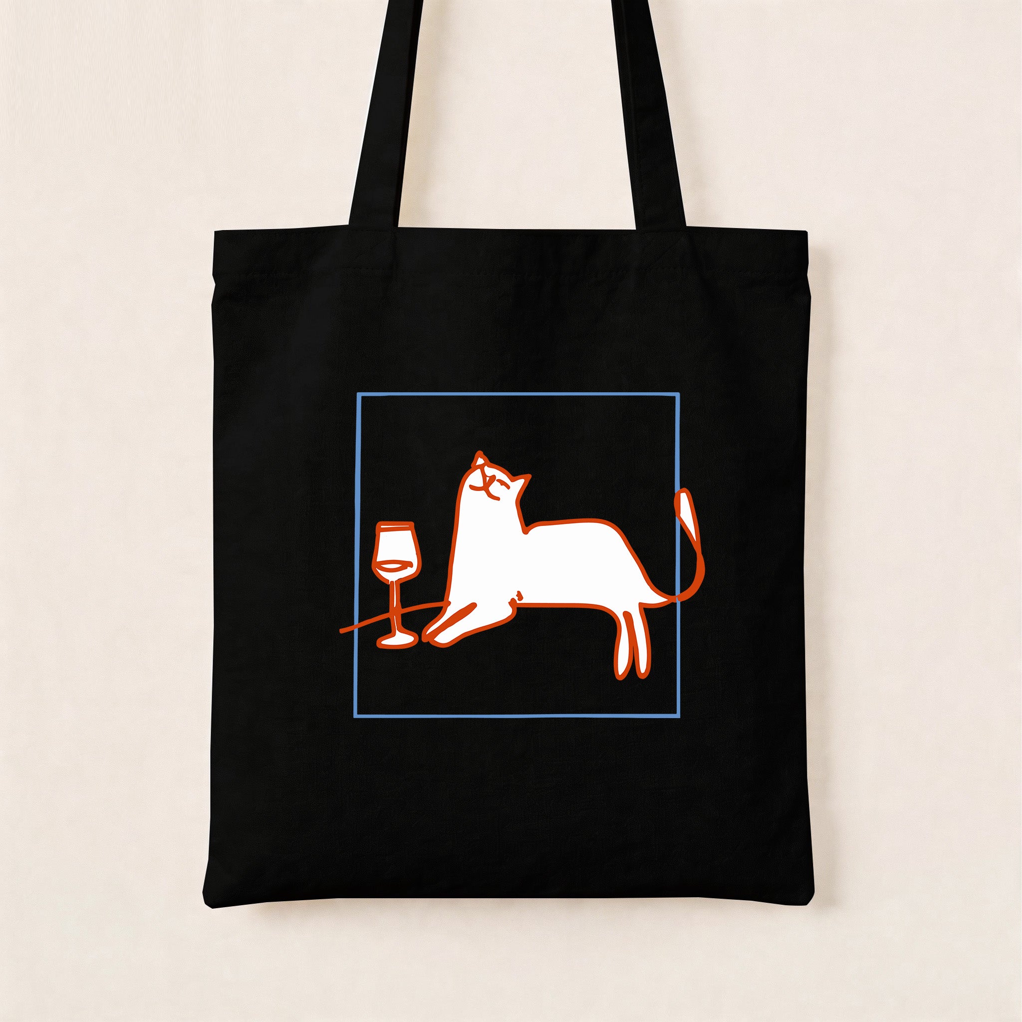 Orange Cat with Wine Canvas Tote Bag