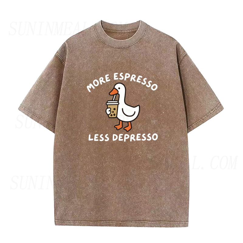 More Espresso Less Depresso Goose Coffee Unisex Tee