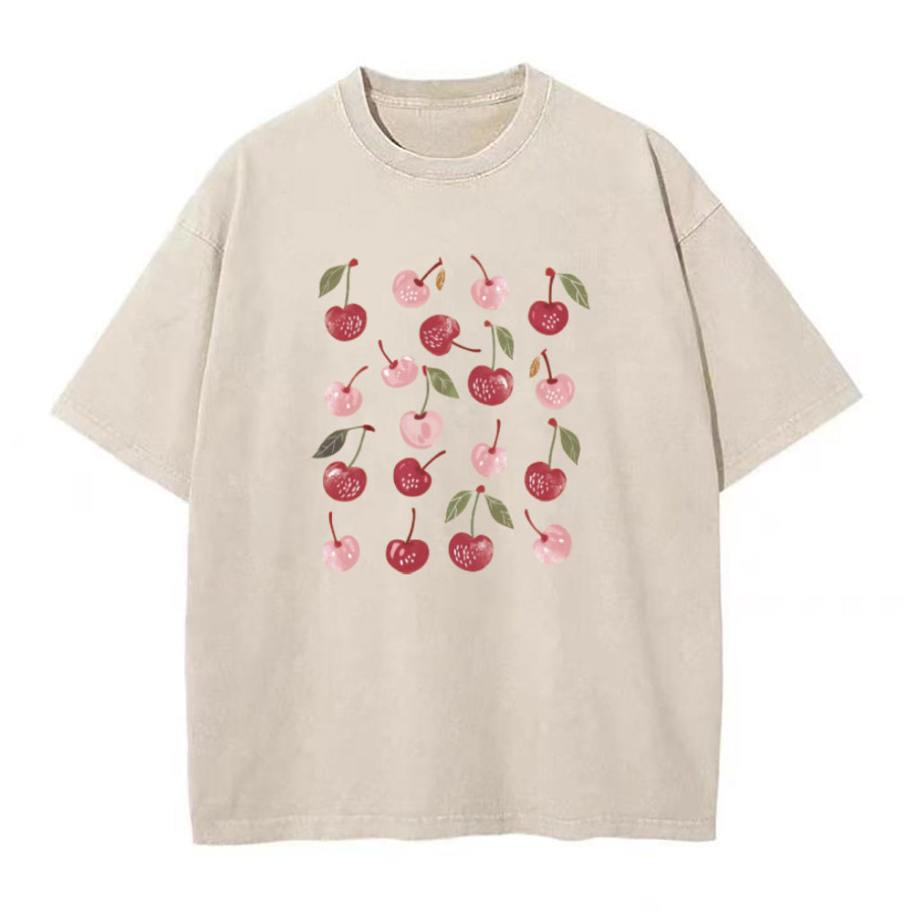 キュートなチェリー柄ユニセックスTシャツ