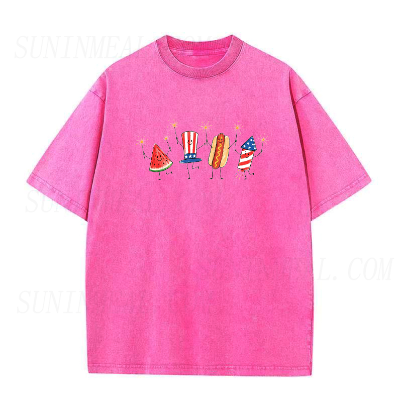 Fourth of July Crew Watermelon Hot Dogs & Fireworks Unisex Tee