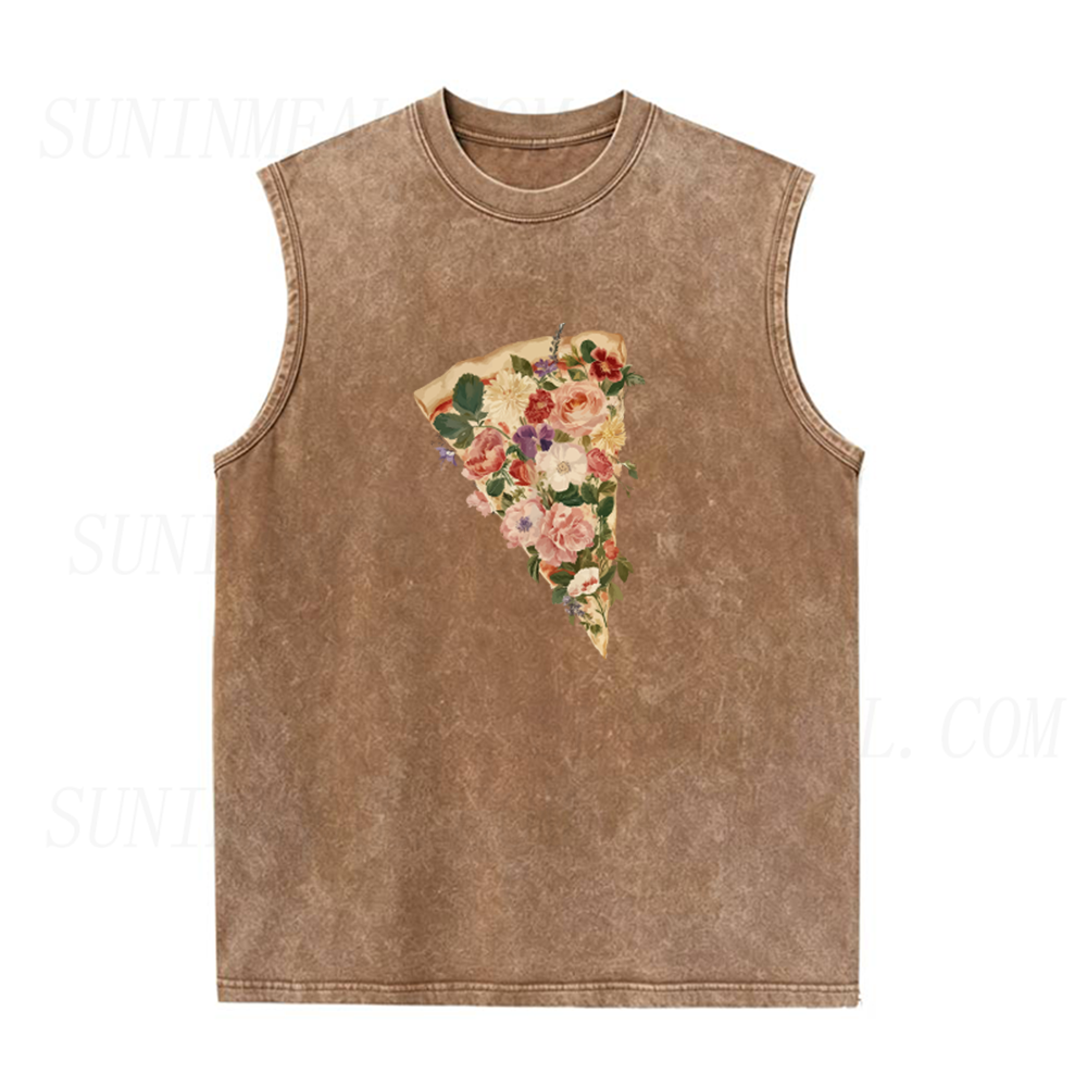 Pretty Floral Pizza Unisex Tank Top