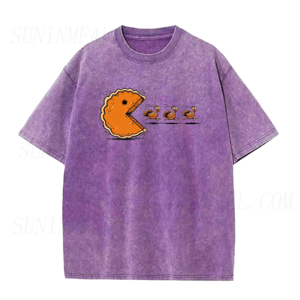 Funny Pumpkin Pie Chasing Turkeys Unisex Tee