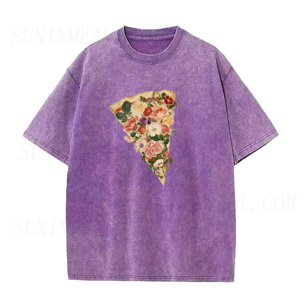 Pretty Floral Pizza Unisex Tee