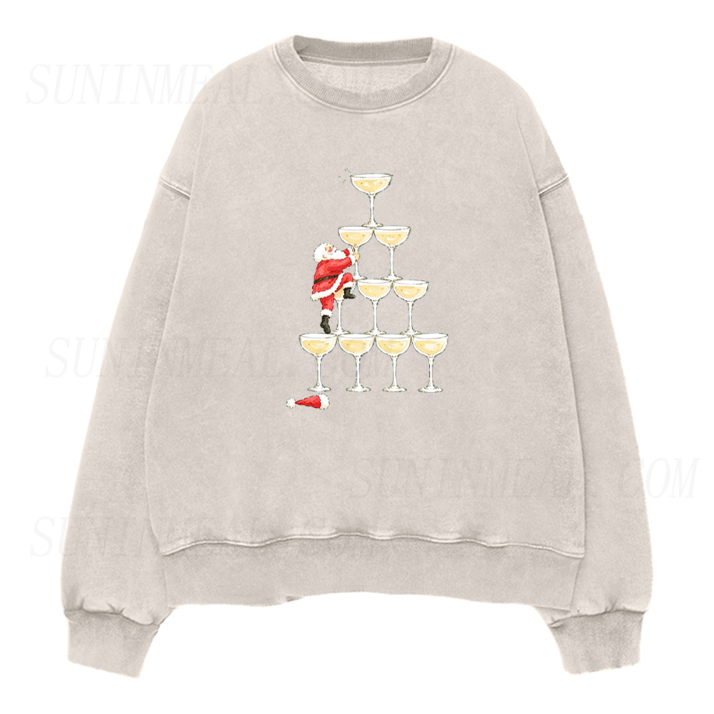 Santa Champagne Tower Unisex Crewneck Sweatshirt