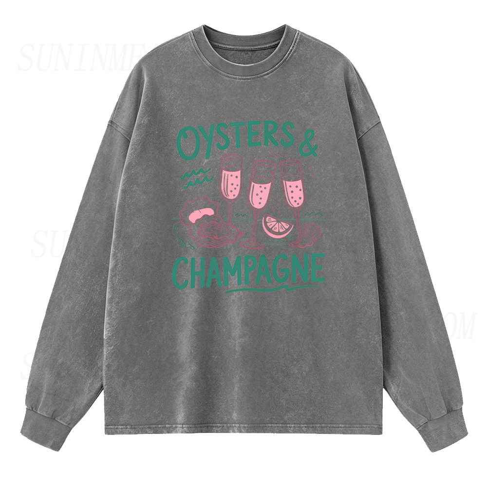 Oysters and Champagne Long Sleeve Unisex Tee