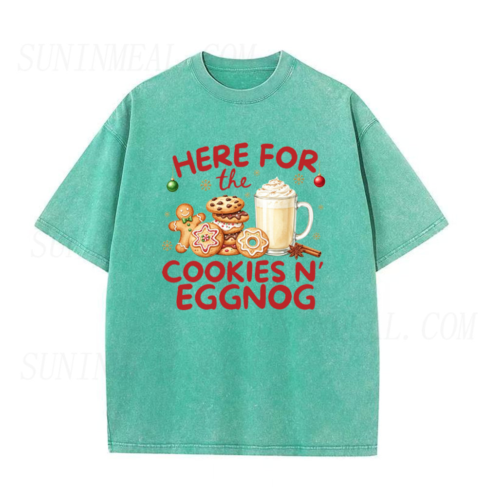 Here For the Cookie and Eggnog Christmas Unisex Tee
