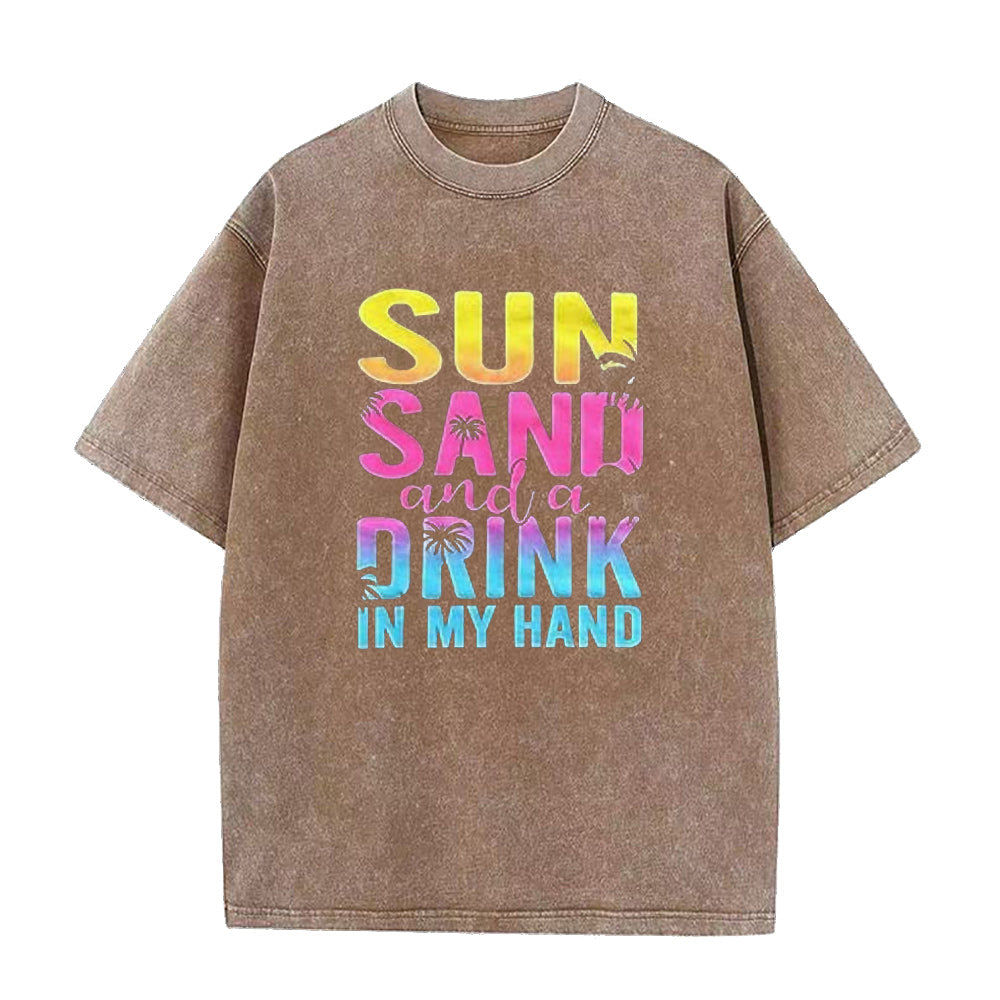 sun sand and a drink in my hand Unisex Tee