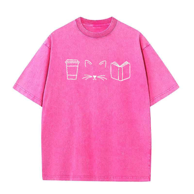 Cats Coffee Books Unisex Tee
