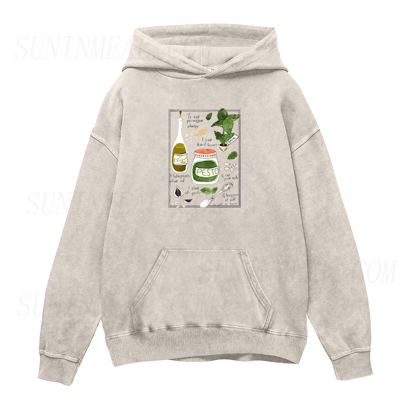 Pesto Illustrated Recipe Unisex Hoodie