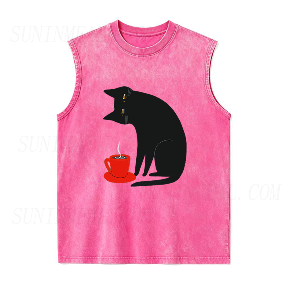Black Cat Red Cup Unisex Tank Top