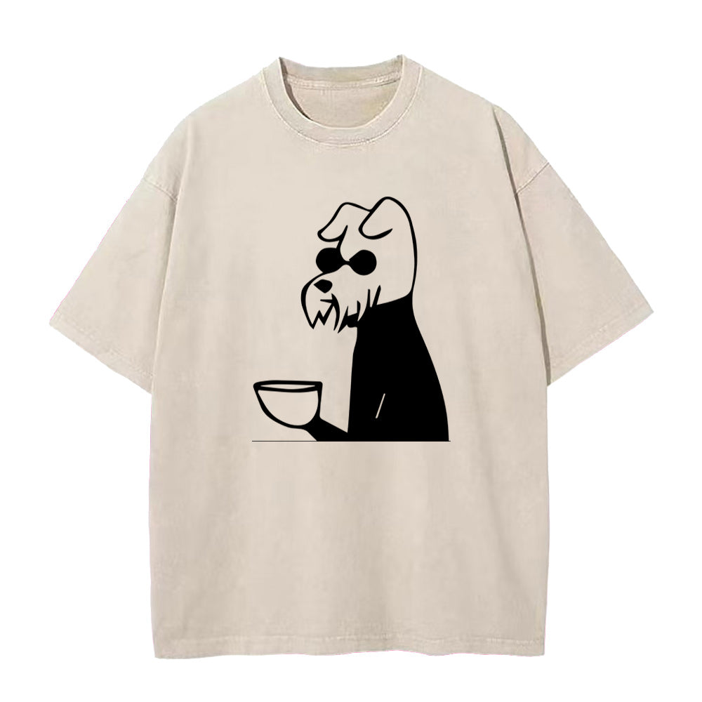 Dog Drinking a Cup of Coffee Unisex Tee