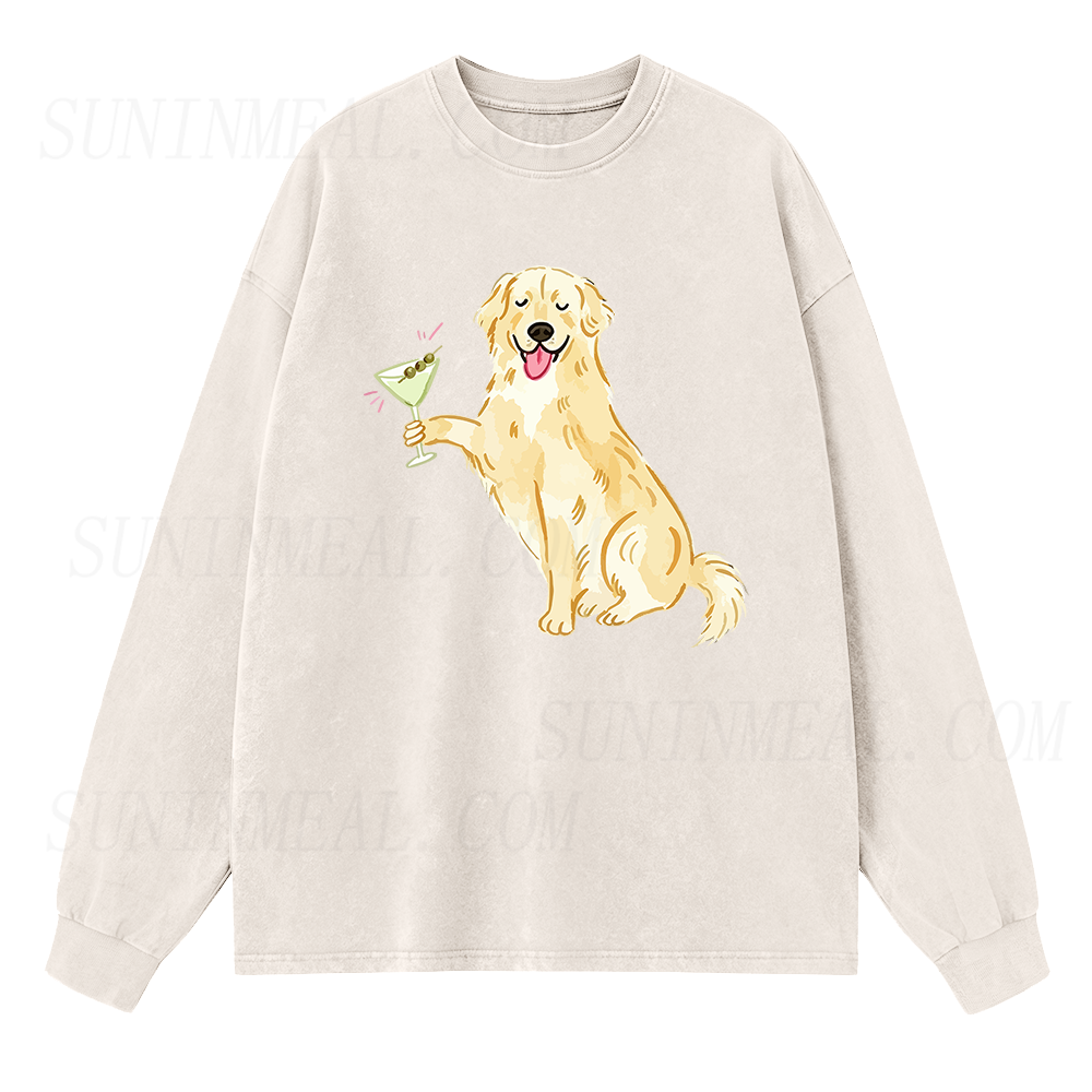 Golden Retriever Martini Long Sleeve Unisex Tee