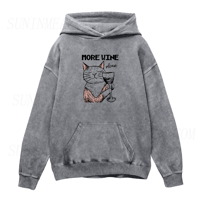 More Wine Please Cat Unisex Hoodie