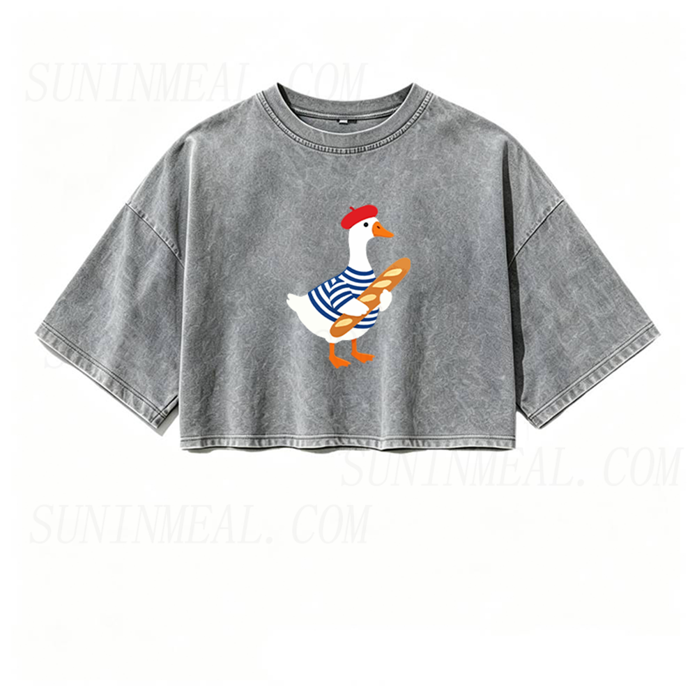 Baguette French Goose Oversized Crop Tee