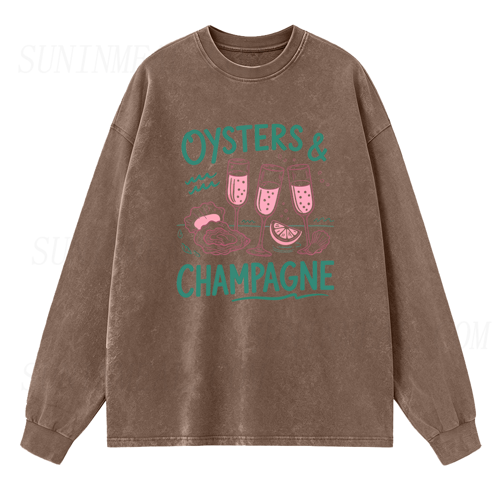 Oysters and Champagne Long Sleeve Unisex Tee