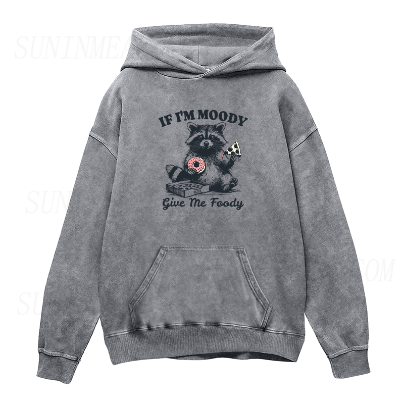 Retro Raccoon If I'm Moody Give Me Foody Unisex Hoodie