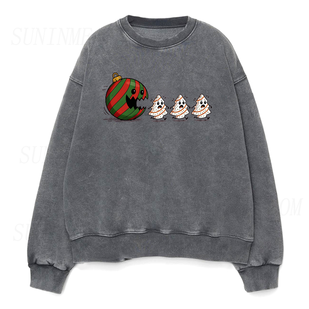 Funny Christmas Pacman Gingerbread Unisex Crewneck Sweatshirt