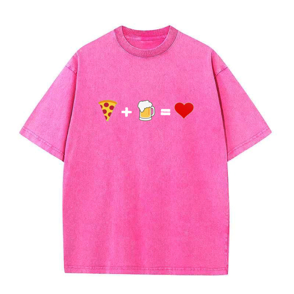 ピザとビールが大好きユニセックスTシャツ