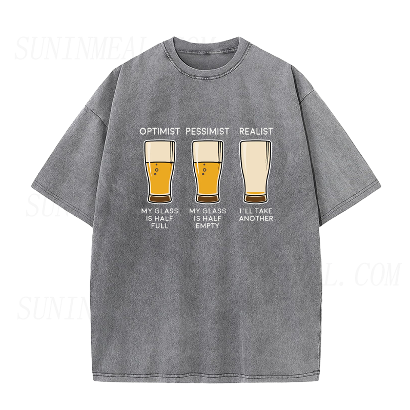 Beer Drinker Optimist and Realist Unisex Tee